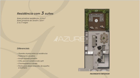 Casa em condomínio - 3 Suítes em Santa Felicidade